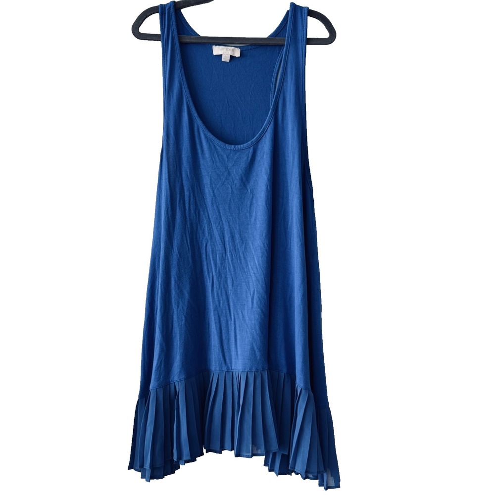 Umgee Size Large Vibrant Blue Sleeveless Tunic Tank Top Pleated Flounce Hem